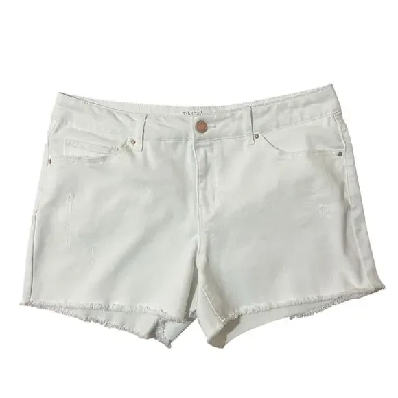 Time & True (14) White Slightly Distressed 5 Pocket Cut Off Shorts - Picture 1 of 8